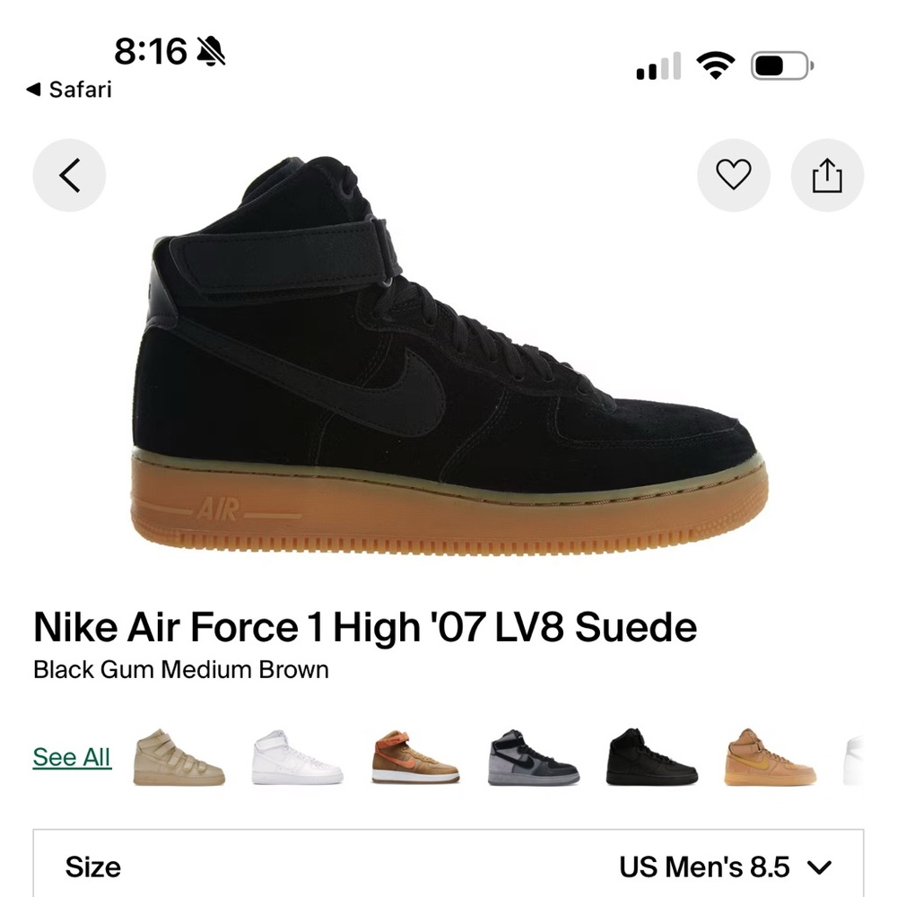 Nike Black Suede High-Top Air Force 1